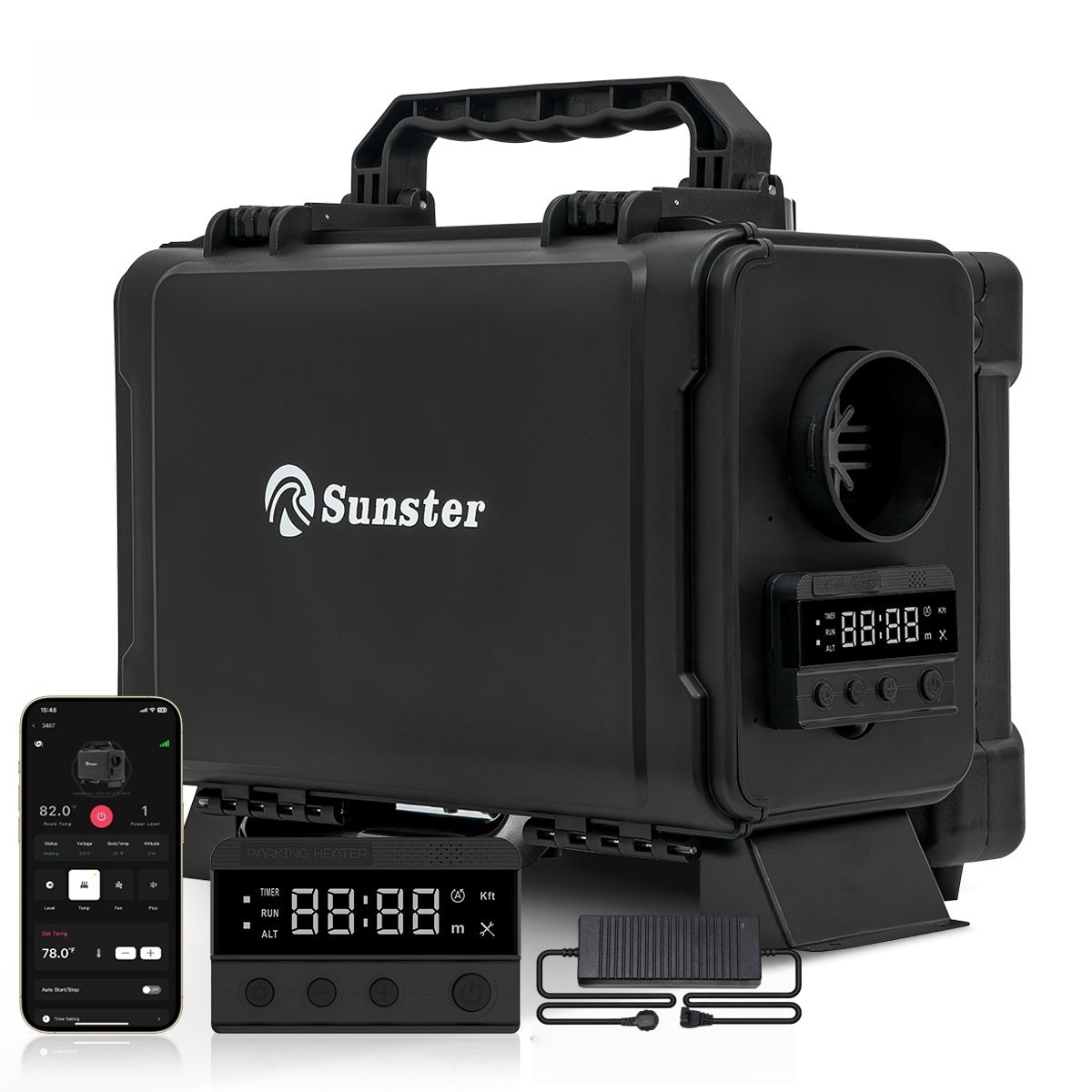 Sunster HTB1 Diesel Heater 8KW 12V 110-240V, ToolBox GSM LET-4G/5G Version