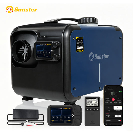Sunster TP B2 Diesel Heater 8KW 12/24V 110-240V WiFi & Bluetooth, All-in-One with A2605 Panel & R2605 Remote