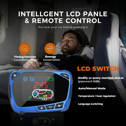 8KW 12V Split Diesel Air Heater Blue LCD Basic Remote For Camper Van