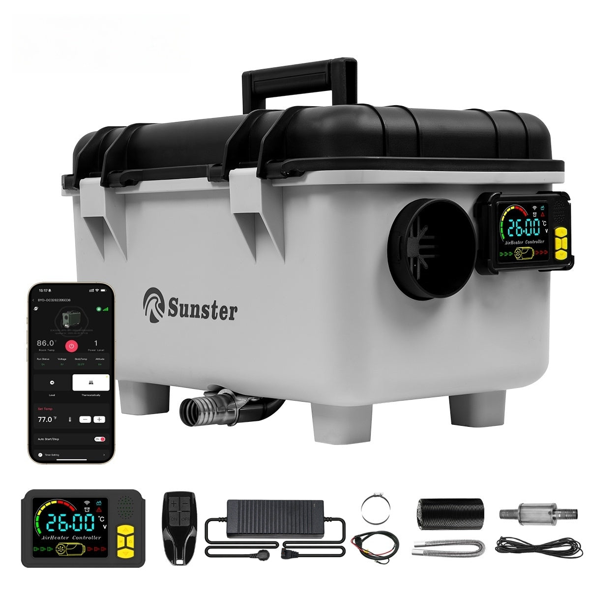 Sunster TB30 Diesel Heater 8KW 12/24V 110-240V, ToolBox Bluetooth Version