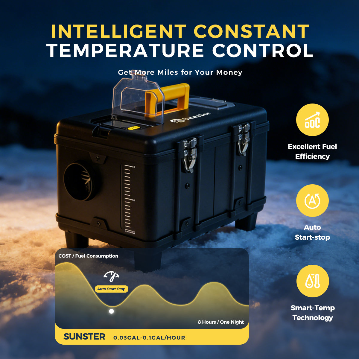 Sunster TB10 Diesel Heater 8KW 12/24V 110-240V, ToolBox Bluetooth Black Version