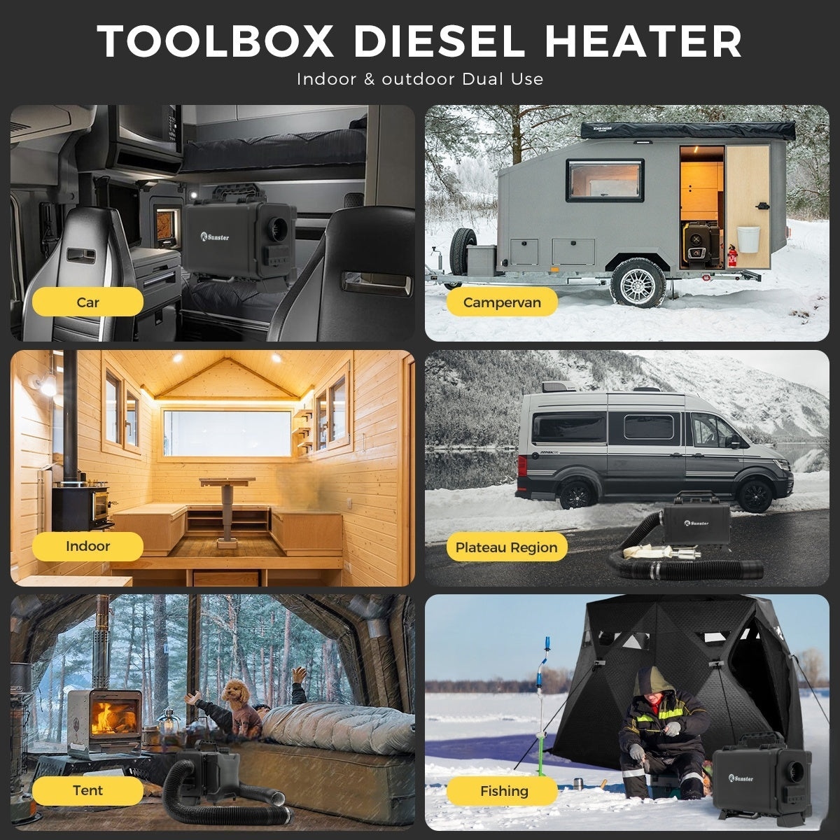 Sunster HTB1 Diesel Heater 8KW 12V 110-240V, ToolBox Bluetooth GSM LET-4G/5G Version