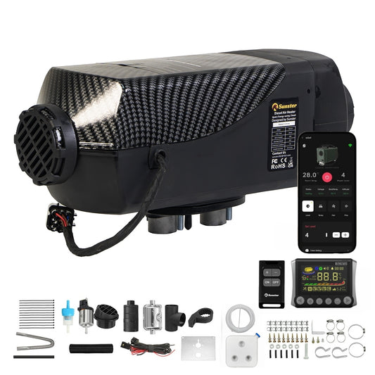 Sunster SH W8 Diesel Heater 8KW 12/24V  with WiFi & Bluetooth App Control,Spilt Type A2409PW Panel