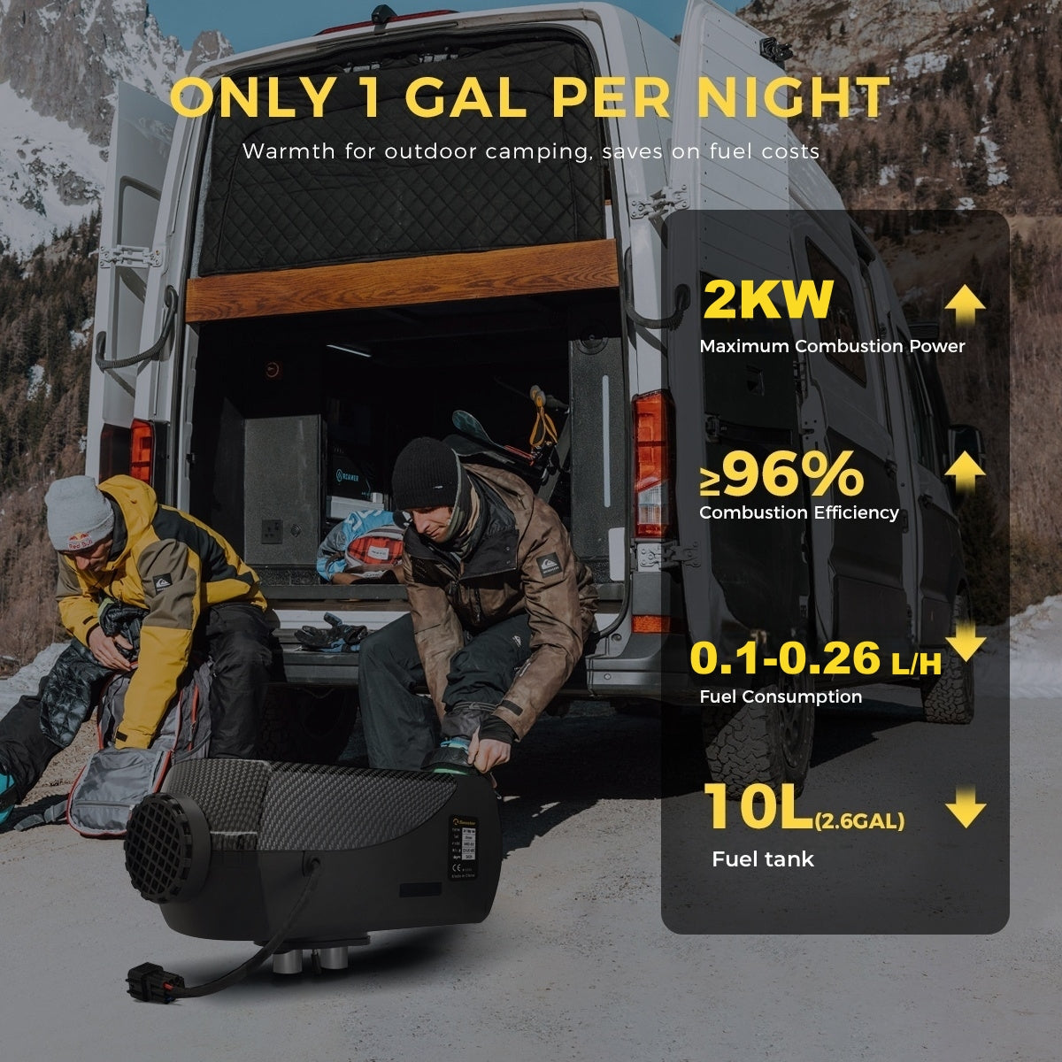 Sunster SH W2 Diesel Heater 2KW 12/24V with WiFi & Bluetooth App Control ,Spilt Type A2409PW Panel