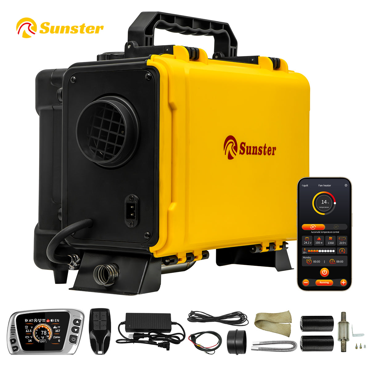 Sunster HTB1 Diesel Heater 8KW 12V 110-240V, ToolBox Bluetooth Version