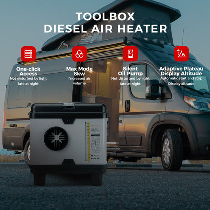 Sunster TB10PRO Diesel Heater 8KW 12/24V 110-240V With CO Alarm, ToolBox Bluetooth Upgrade Version