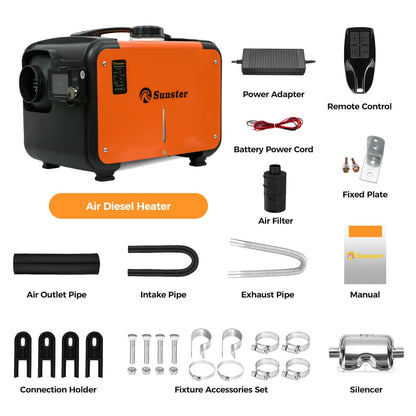 Sunster A2302BP Diesel Heater 8KW 12/24V 110-240V, All In One Bluetooth Version