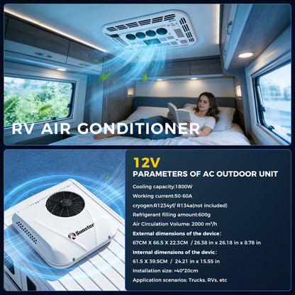 Sunster S-AX1 RV Air Conditioner 12V/24V Efficient Cooling