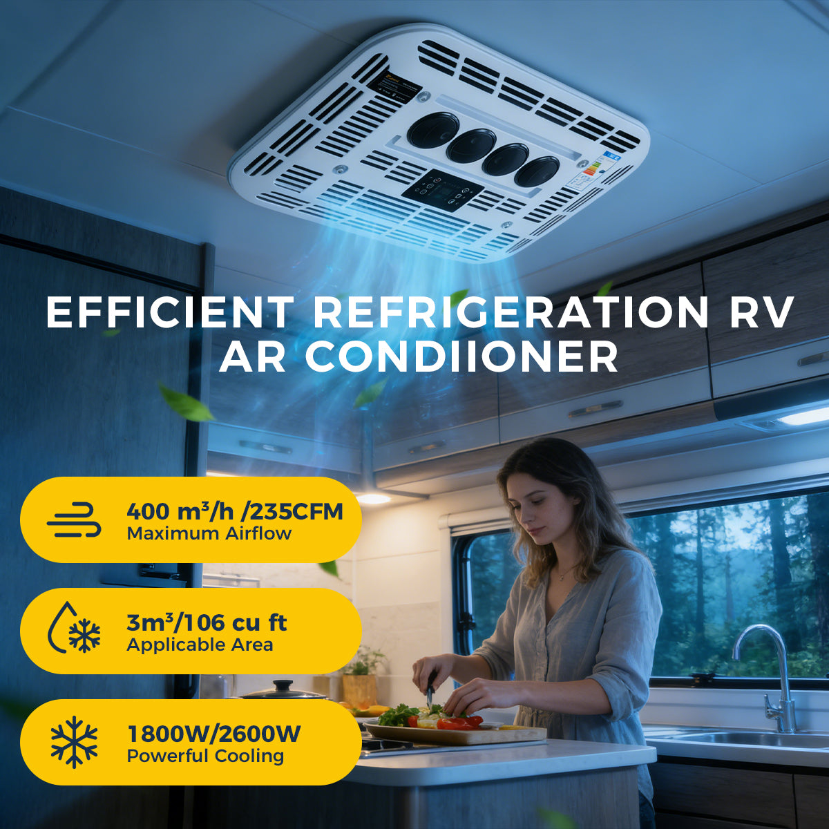 Sunster RV Roof Air Conditioner 12V/24V Efficient Cooling DDK-KTD1