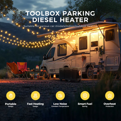 Sunster TB10 Diesel Heater 8KW 12/24V 110-240V, ToolBox Bluetooth Black Version