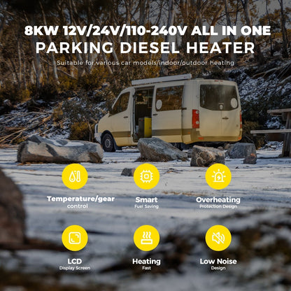 Sunster A2013SL Diesel Heater 8KW 12/24V 110-240V, All in One Classic Version