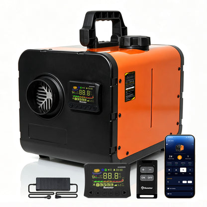 Sunster TP W1 WiFi & Bluetooth Diesel Heater 8KW 12/24V 110-240V, All-in-One with 2409WB Panel & 4-Button Remote