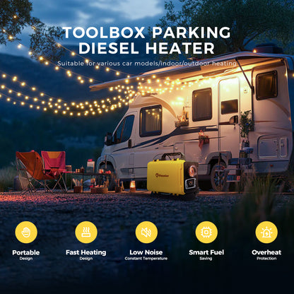 Sunster HTB1 Diesel Heater 8KW 12V 110-240V, ToolBox Bluetooth Version