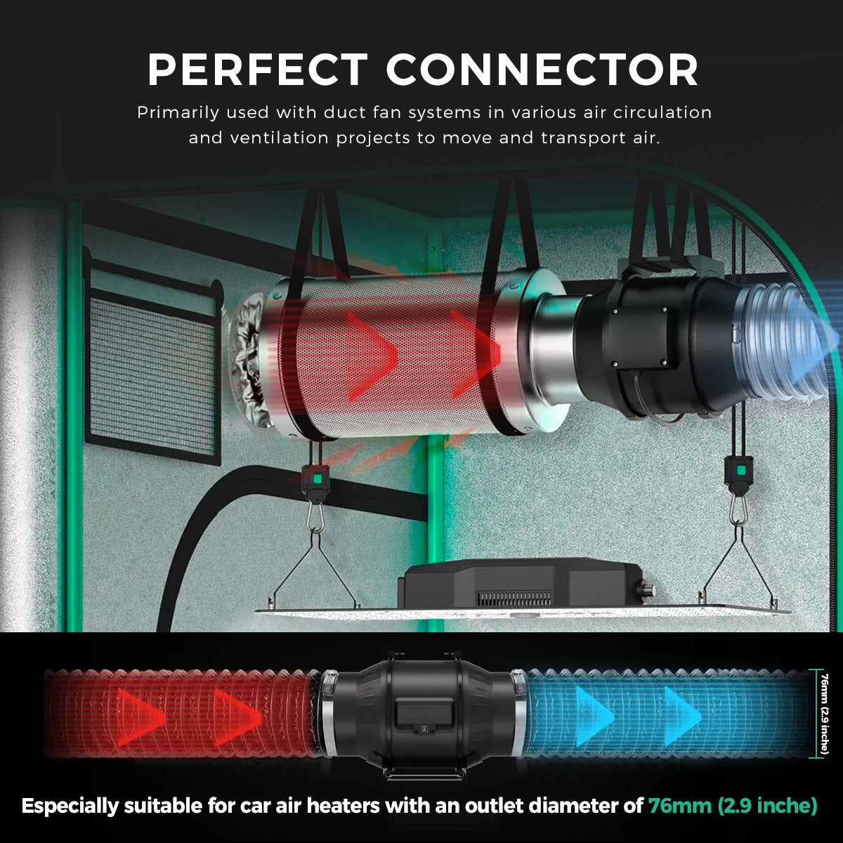 A755 75mm 500cm Flexible Scalable Outlet Duct Pipe
