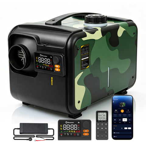 Sunster TP B3 Diesel Heater 8KW 12/24V 110-240V Bluetooth, All-in-One with 2602B LCD Panel & R2603 Smart Remote with Thermostat & CO Monitor