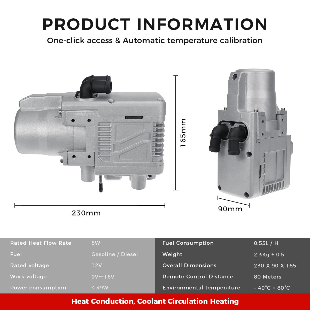 Sunster A2301 Plumbing Water Heater 5KW 12V, Gasoline/Diesel