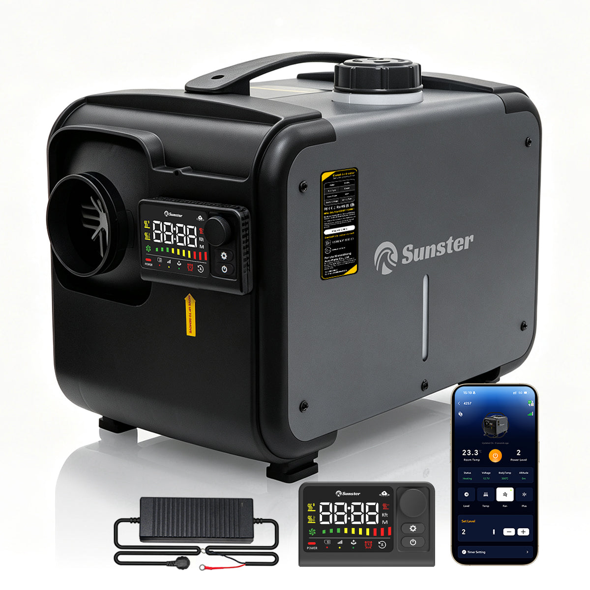 Sunster TP G1 LTE-4G Diesel Heater 8KW 12/24V 110-240V, All-in-One Bluetooth with 2602BLTE Panel