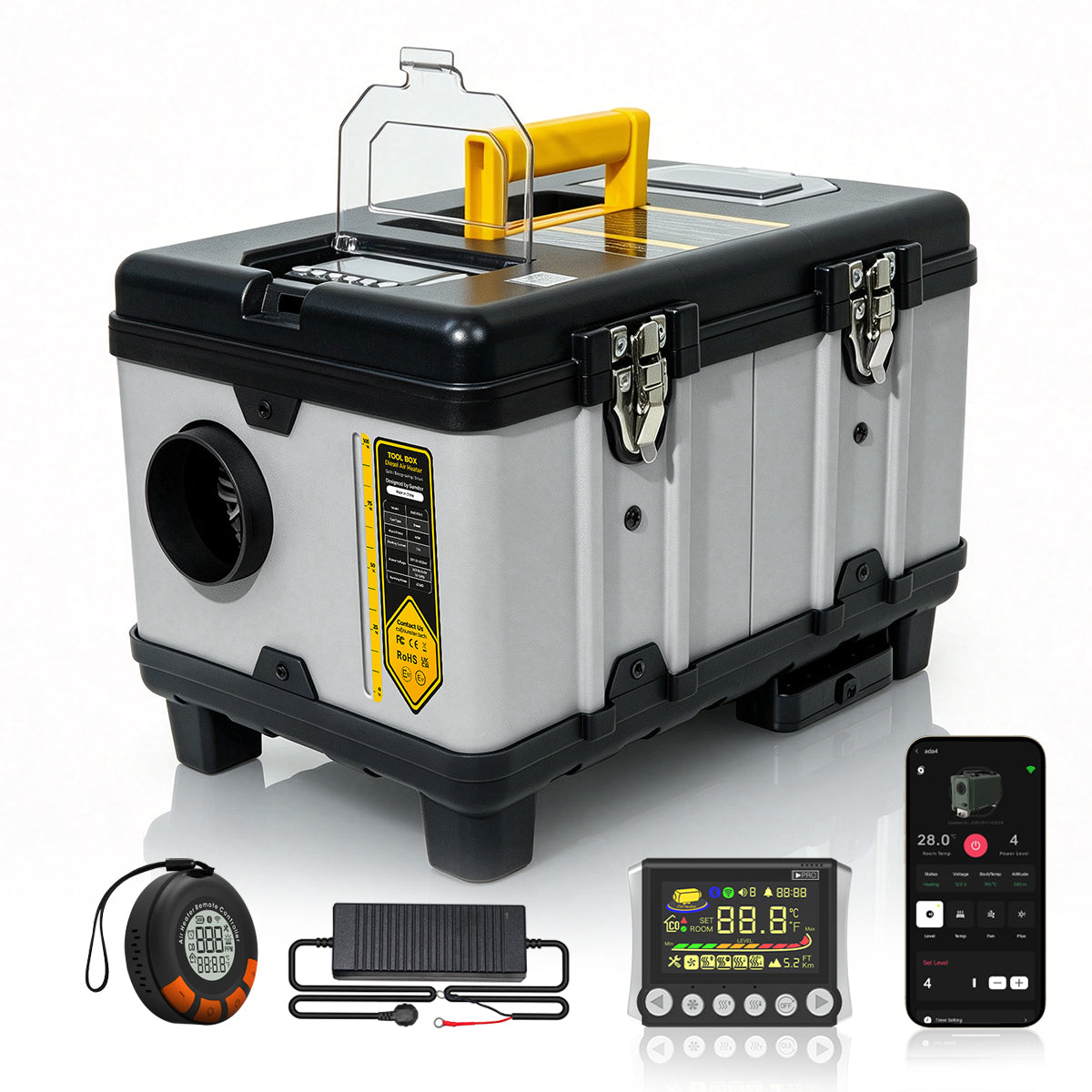 Sunster TB 10 2026 Version Diesel Heater 8KW 12/24V 110-240V, Portable ToolBox WIFI Bluetooth Upgrade Version with CO Alarm, for RV Truck Camper Van