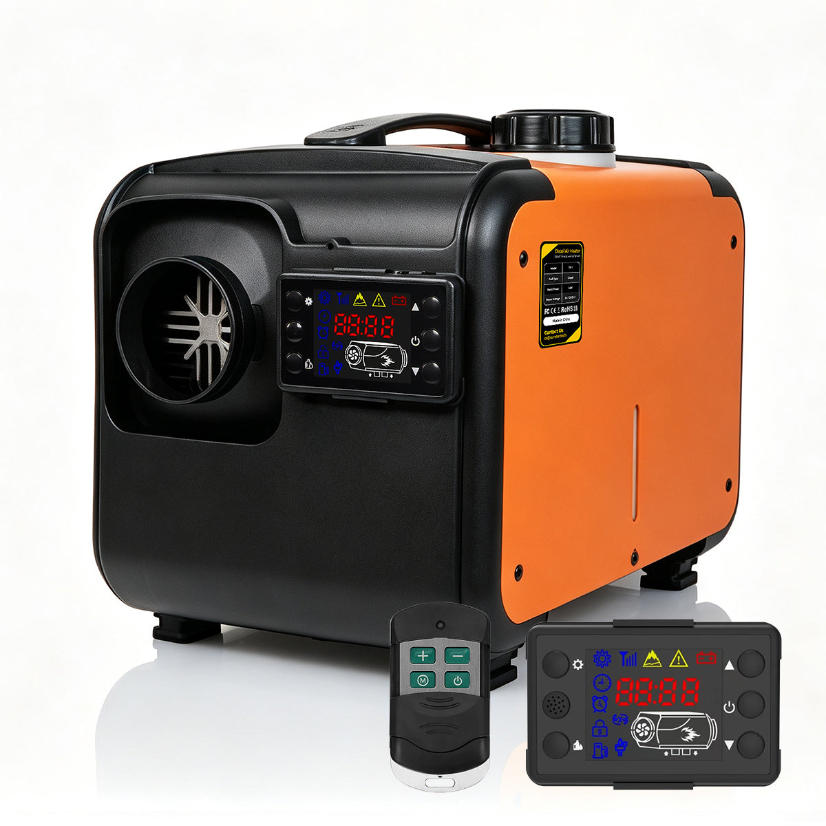 Sunster TP 1 Diesel Heater 8KW 12/24V, Horizontal All-in-One with A2013SL LCD Panel & 433 Remote, Low Fuel Consumption