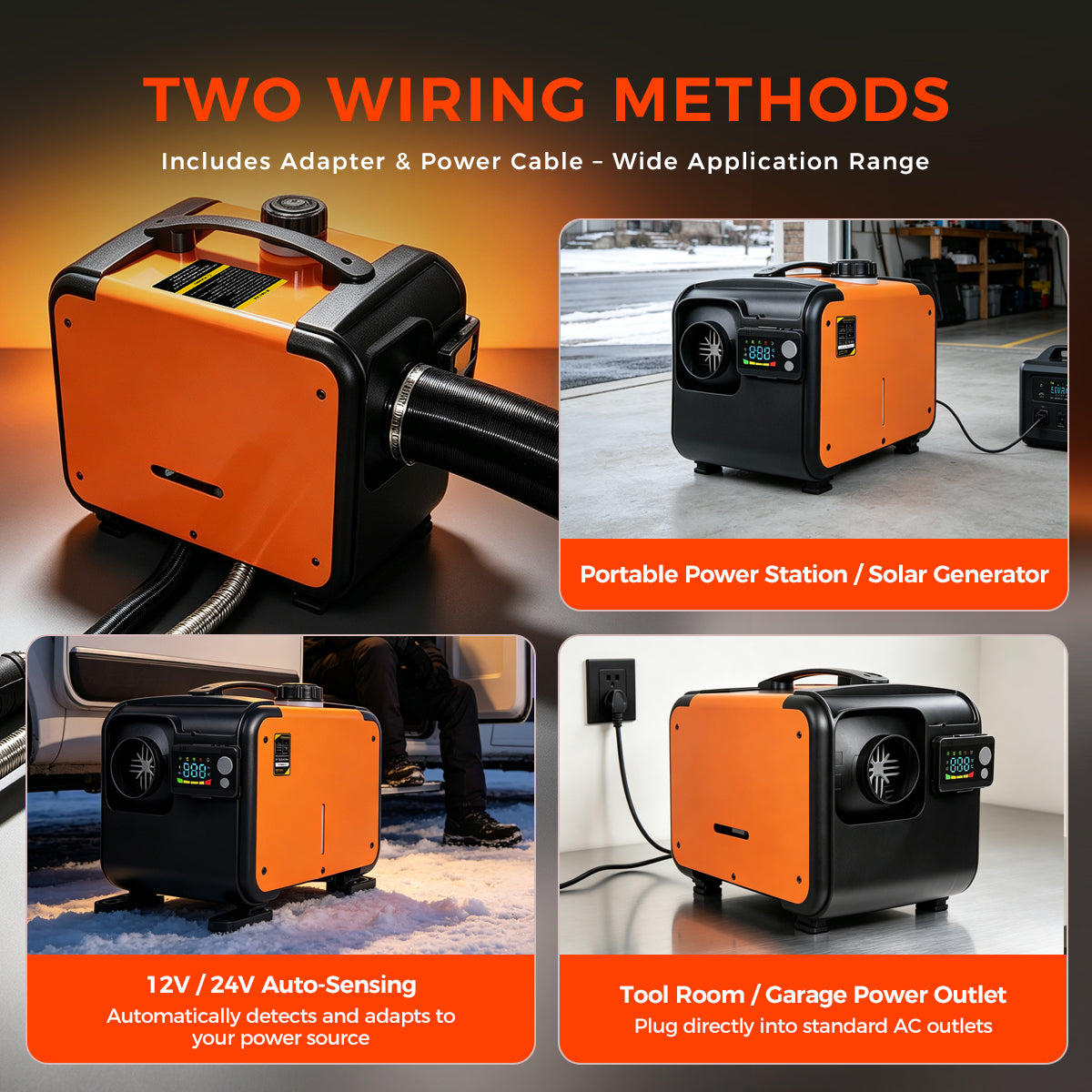 Sunster TP-B1 Diesel Heater 8KW 12/24V & 110-240V, Bluetooth with A2201B LCD Display + 433 Wireless Remote