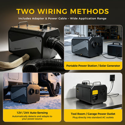 Sunster TP RO 9KW WiFi & Bluetooth Diesel Heater 12/24V 110-240V, All-in-One with A2409WB Panel & Wireless Smart Remote with CO monitoring
