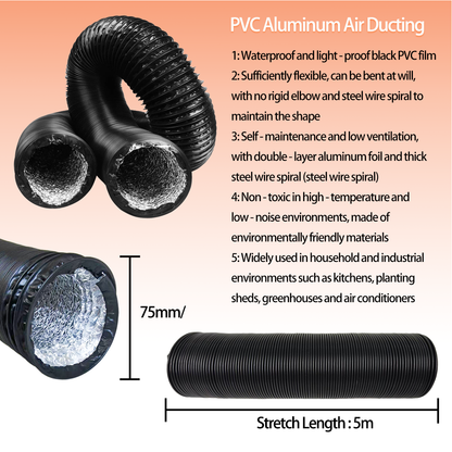 A755 75mm 500cm Flexible Scalable Outlet Duct Pipe