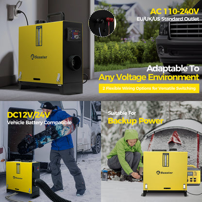 Sunster A2013SL Diesel Heater 8KW 12/24V 110-240V, All in One Classic Version