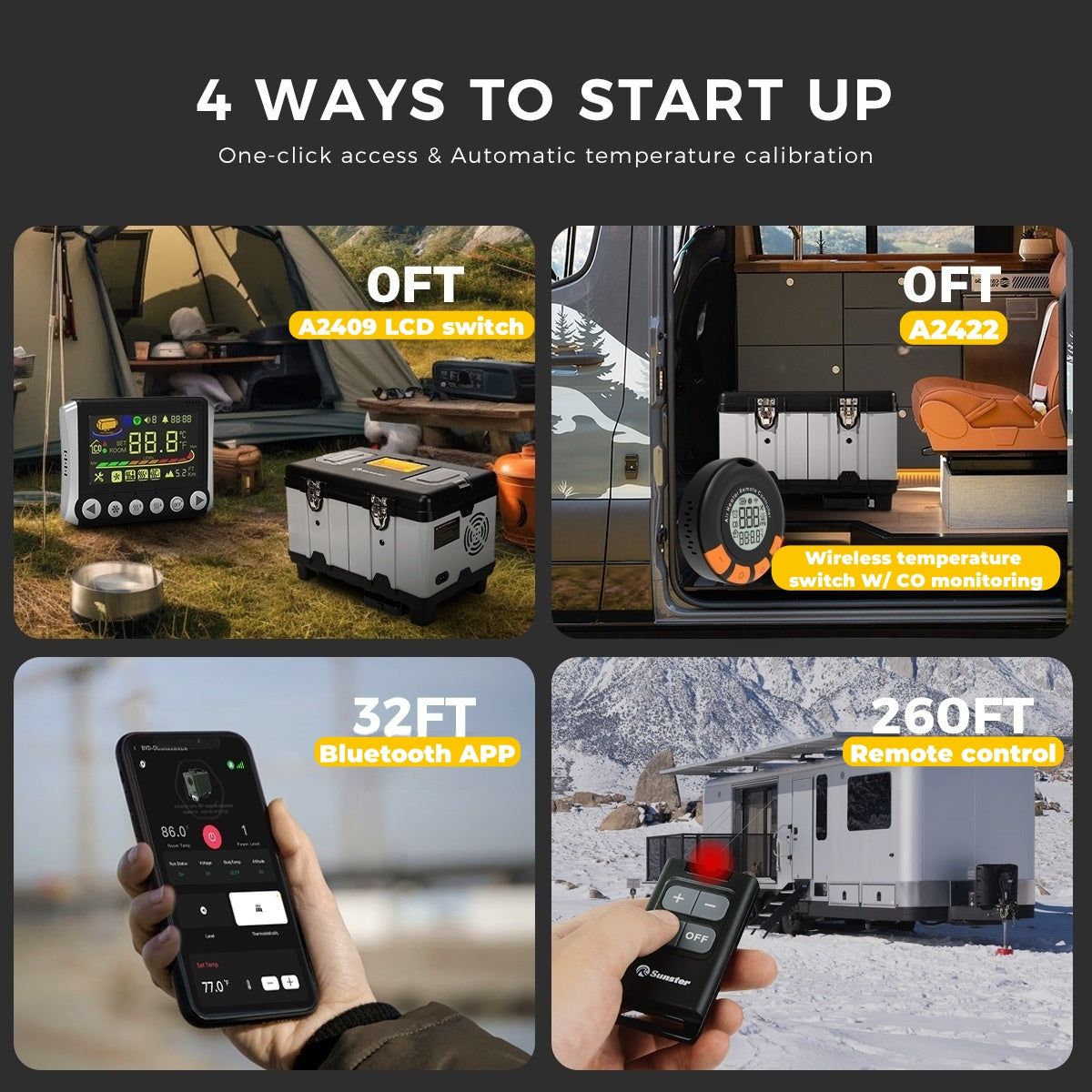 Sunster TB10PRO Diesel Heater 8KW 12/24V 110-240V With Wireless Temperature Remote Control, ToolBox Bluetooth Upgrade Version