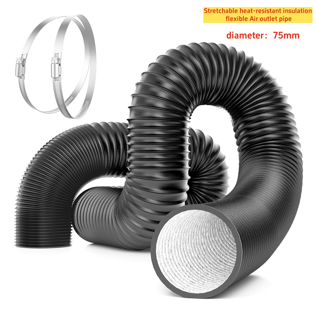 A755 75mm 500cm Flexible Scalable Outlet Duct Pipe