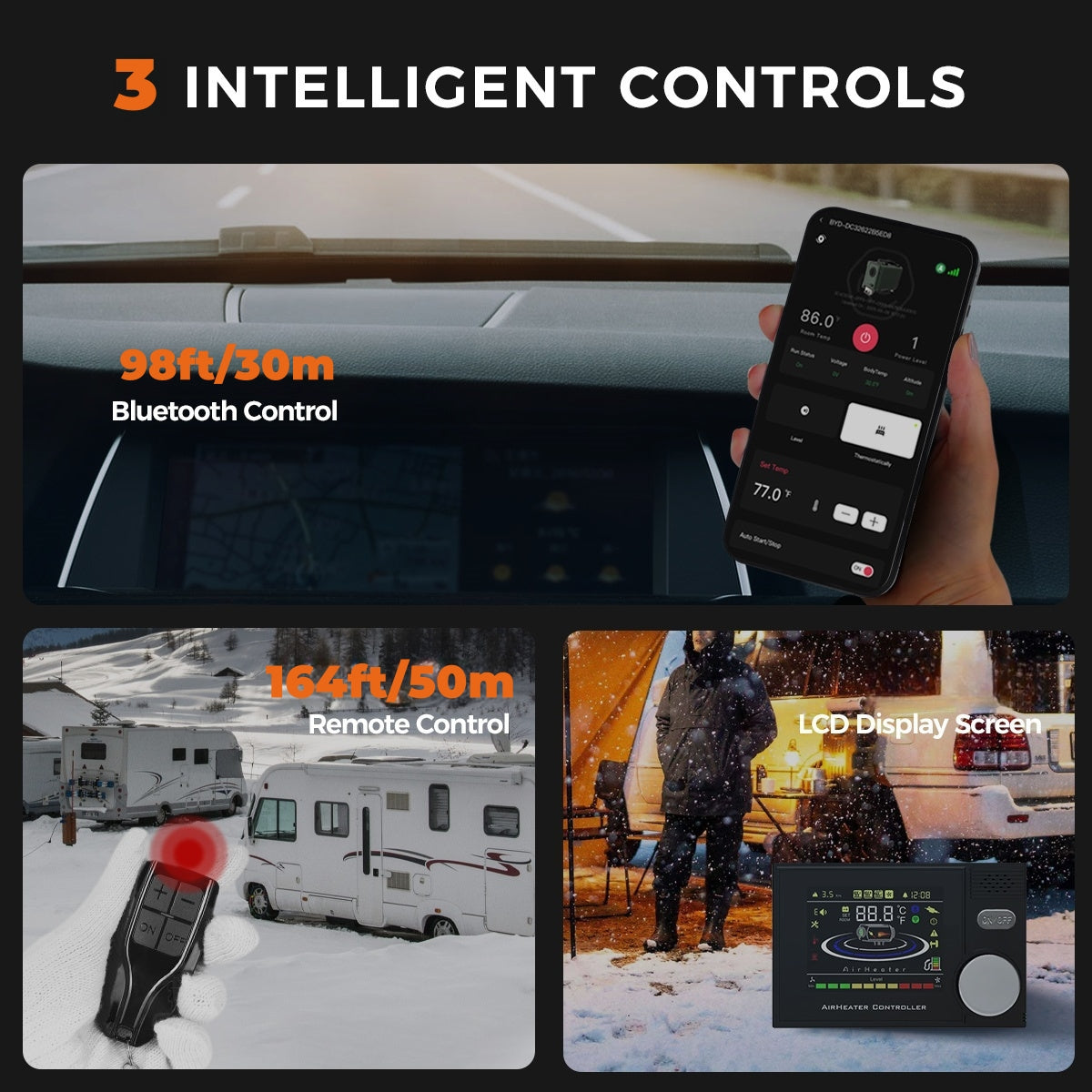 Sunster A2302BP Diesel Heater 8KW 12/24V 110-240V, All In One Bluetooth Version