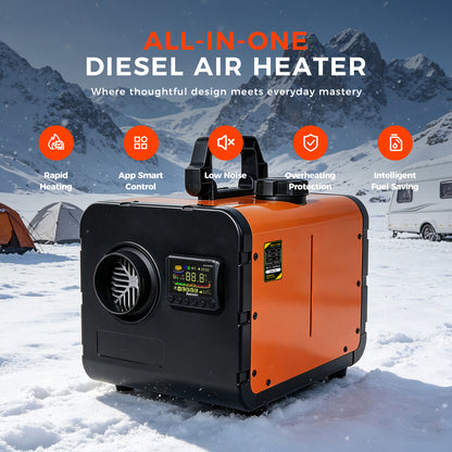 Sunster TP W1 WiFi & Bluetooth Diesel Heater 8KW 12/24V 110-240V, All-in-One with 2409WB Panel & 4-Button Remote