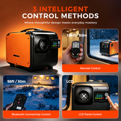 Sunster TP-B1 Diesel Heater 8KW 12/24V & 110-240V, Bluetooth with A2201B LCD Display + 433 Wireless Remote