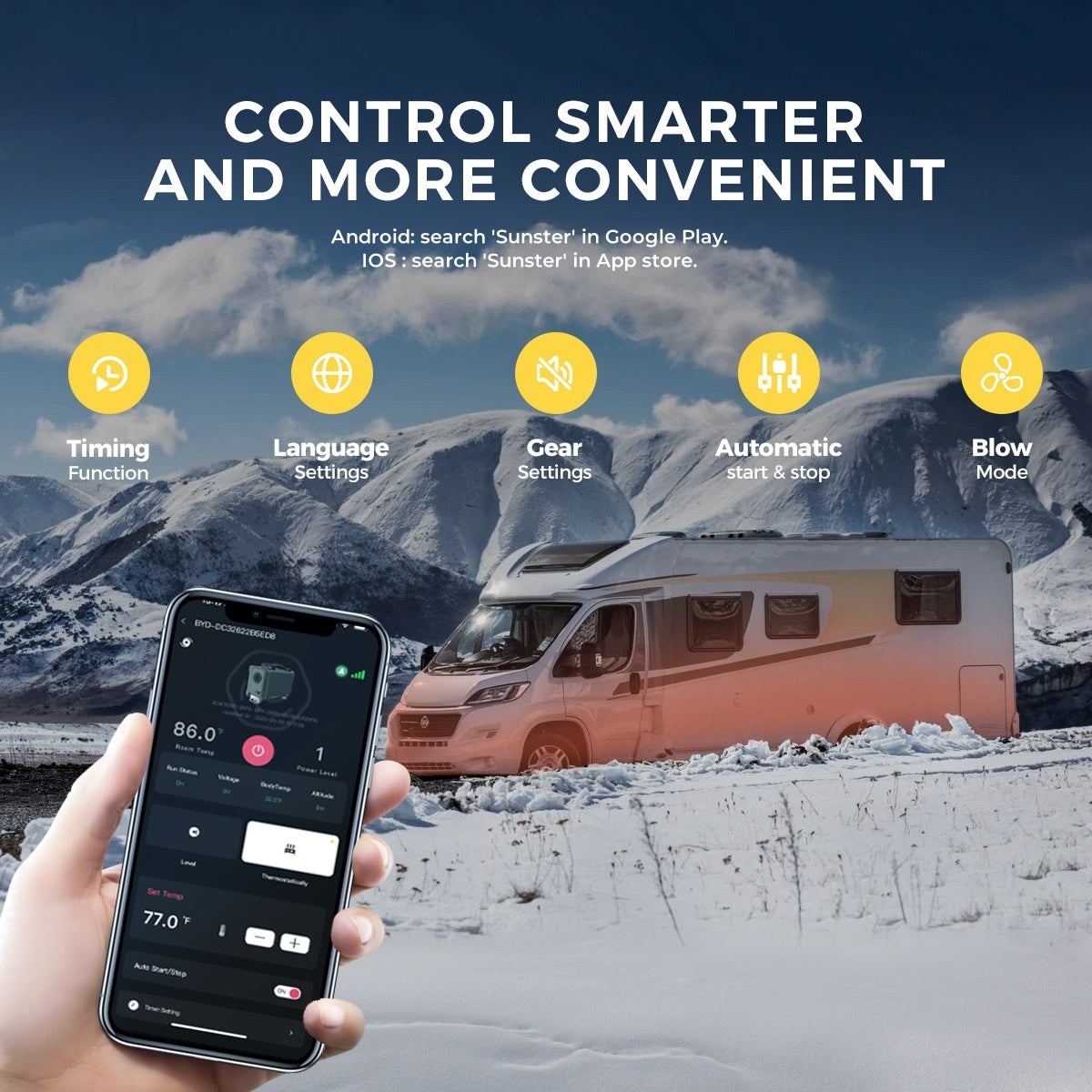 Sunster TB10PRO Diesel Heater 8KW 12/24V 110-240V With Wireless Temperature Remote Control, ToolBox Bluetooth Upgrade Version
