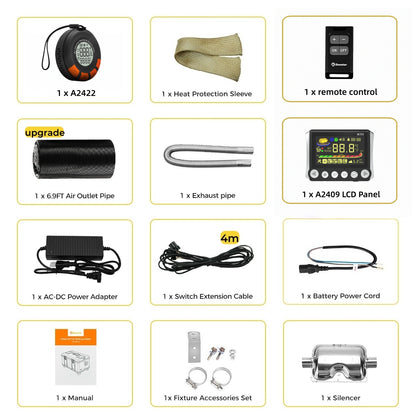 Sunster TB10PRO Diesel Heater 8KW 12/24V 110-240V With Wireless Temperature Remote Control, ToolBox Bluetooth Upgrade Version