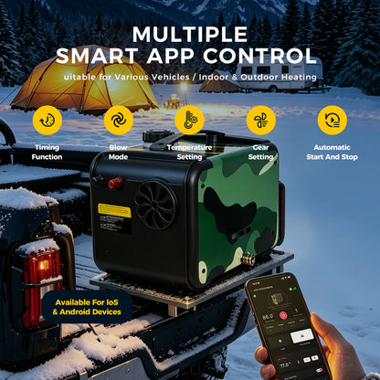 Sunster TP B3 Diesel Heater 8KW 12/24V 110-240V Bluetooth, All-in-One with 2602B LCD Panel & R2603 Smart Remote with Thermostat & CO Monitor