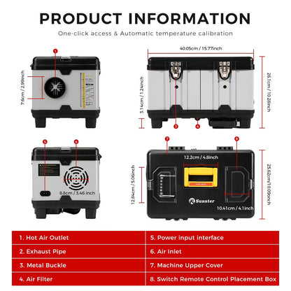 Sunster TB10PRO Diesel Heater 8KW 12/24V 110-240V With CO Alarm, ToolBox Bluetooth Upgrade Version