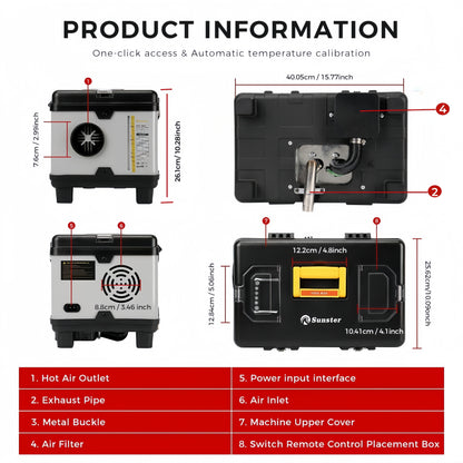 Sunster TB10 Diesel Heater 8KW 12/24V 110-240V, ToolBox Bluetooth Upgrade Version