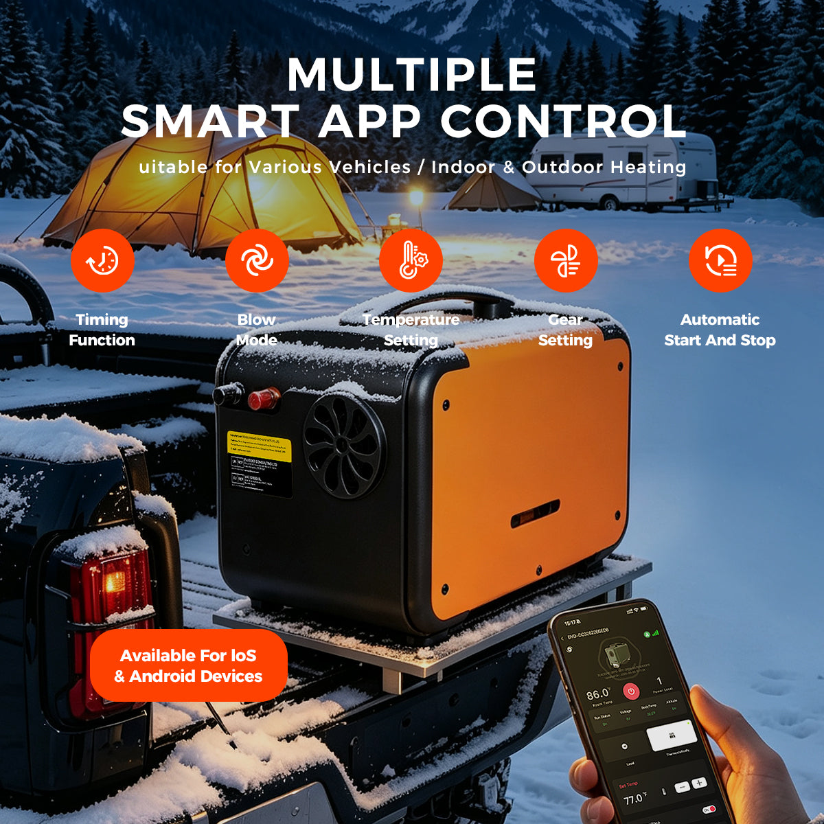 Sunster TP-B1 Diesel Heater 8KW 12/24V & 110-240V, Bluetooth with A2201B LCD Display + 433 Wireless Remote