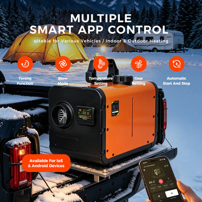 Sunster TP W1 WiFi & Bluetooth Diesel Heater 8KW 12/24V 110-240V, All-in-One with 2409WB Panel & 4-Button Remote