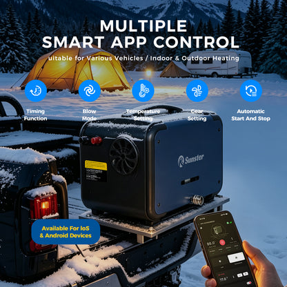 Sunster TP B2 Diesel Heater 8KW 12/24V 110-240V WiFi & Bluetooth, All-in-One with A2605 Panel & R2605 Remote