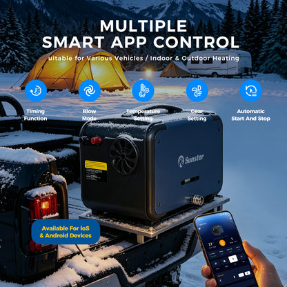 Sunster TP B2 Diesel Heater 8KW 12/24V 110-240V WiFi & Bluetooth, All-in-One with A2605 Panel & R2605 Remote
