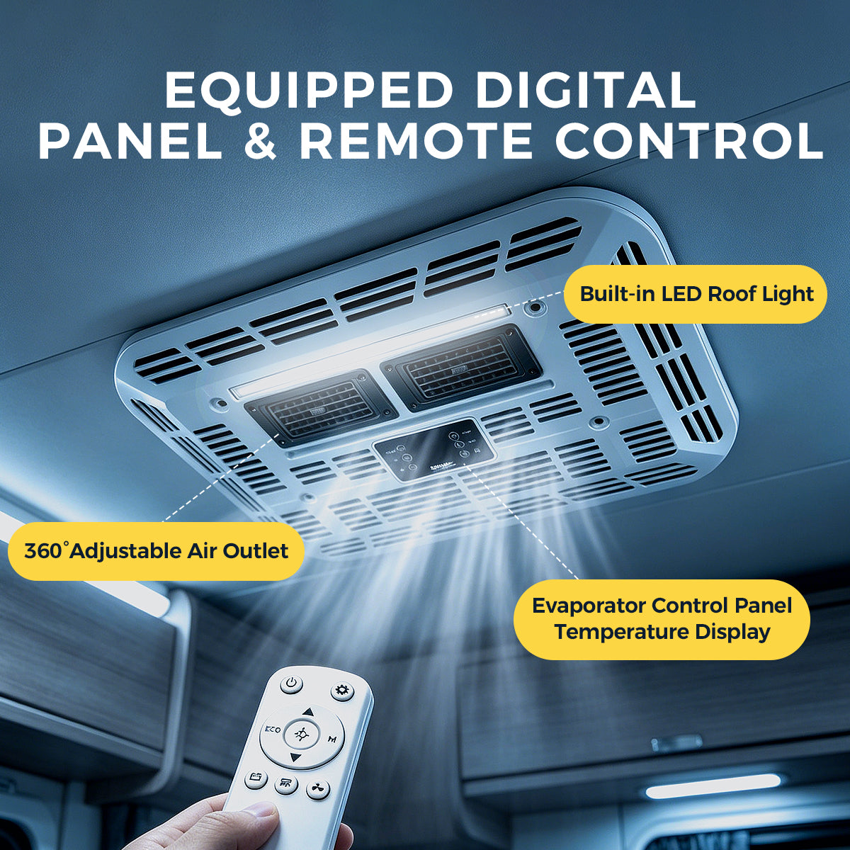 Sunster 12V/24V RV Roof Air Conditioner, Smart APP & Remote Control Parking AC DDK-KTD2