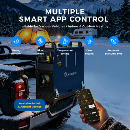 Sunster TR B2 Diesel Heater 8KW 12/24V 110-240V Bluetooth, Vertical All-in-One with LCD Panel & Remote, Quiet Operation