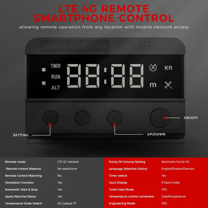 Sunster HTB1 Diesel Heater 8KW 12V 110-240V, ToolBox Bluetooth GSM LET-4G/5G Version