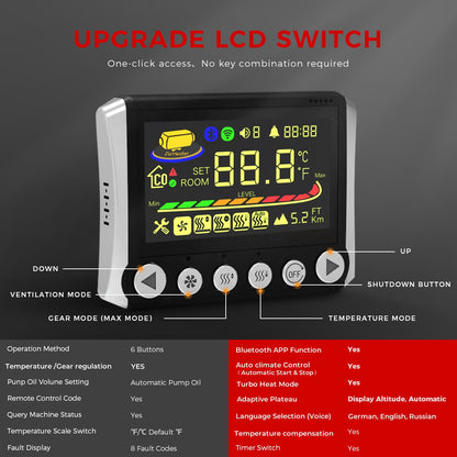 Sunster TB10PRO Diesel Heater 8KW 12/24V 110-240V With CO Alarm, ToolBox Bluetooth Upgrade Version
