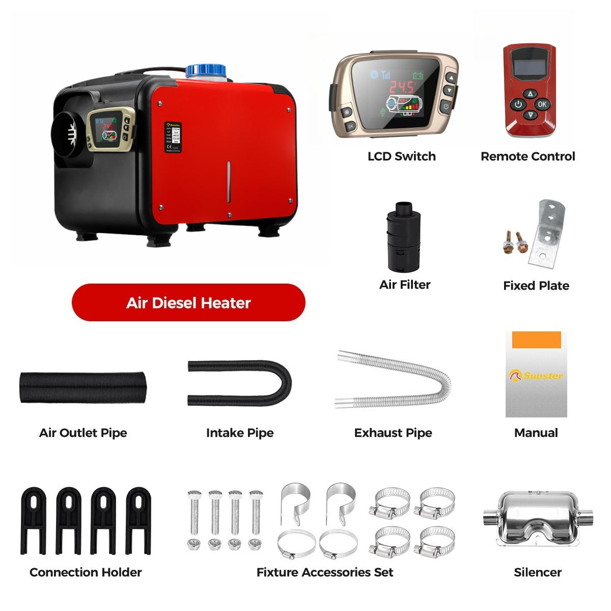 Sunster A2018GH Diesel Heater 8KW 12V, All in One Classic Version