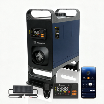 Sunster TR B2 Diesel Heater 8KW 12/24V 110-240V Bluetooth, Vertical All-in-One with LCD Panel & Remote, Quiet Operation