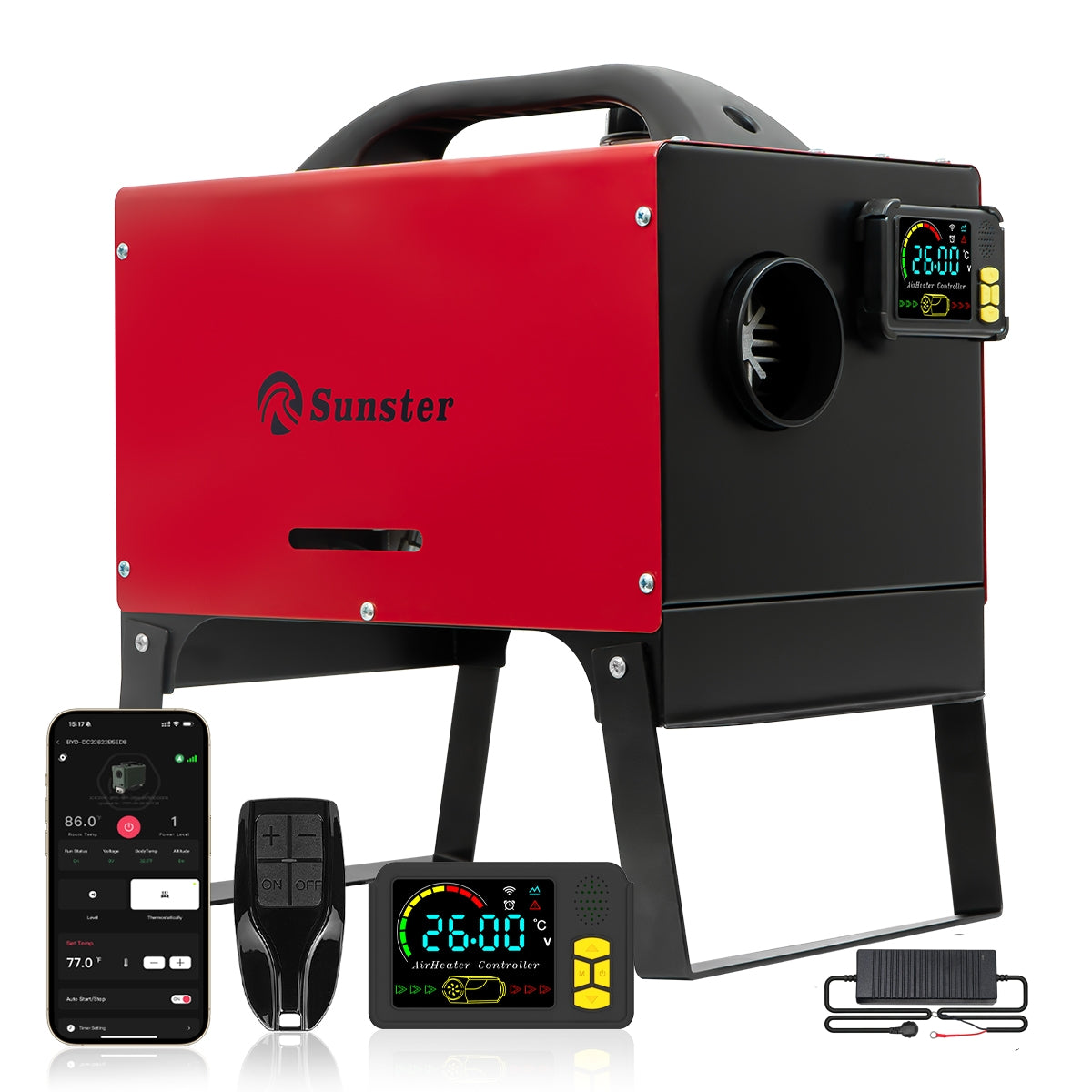 Sunster A2200BS Diesel Heater 8KW 12/24V 110-240V, All In One Bluetoot