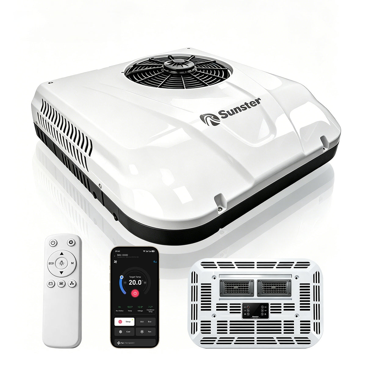 Sunster 12V/24V RV Roof Air Conditioner, Smart APP & Remote Control Parking AC DDK-KTD2