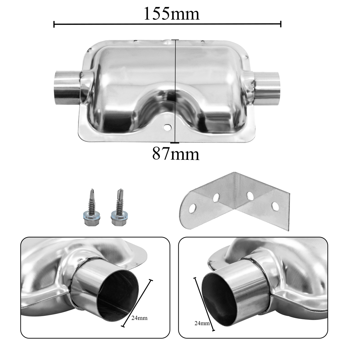 RP34 24mm Muffler Silencer Straight Pipe Air Diesel Parking Heater Exhaust Pipe Stainless